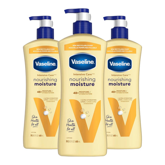 Intensive Care Nourishing Moisture Body Lotion 3 Pk Made with Ultra-Hydrating Lipids + Pure Oat Extract for Dry Skin, for Nourished, Healthy-Looking Skin 20.3 Oz