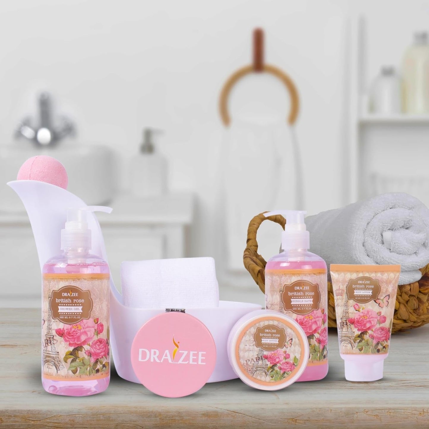 Luxury Spa Gift Set for Women – 8-Piece Rose Scented Bath and Body Collection with Bubble Bath, Lotion, and More – Premium Self-Care Kit for Wife, Mother, Girlfriend, Birthday Gifts