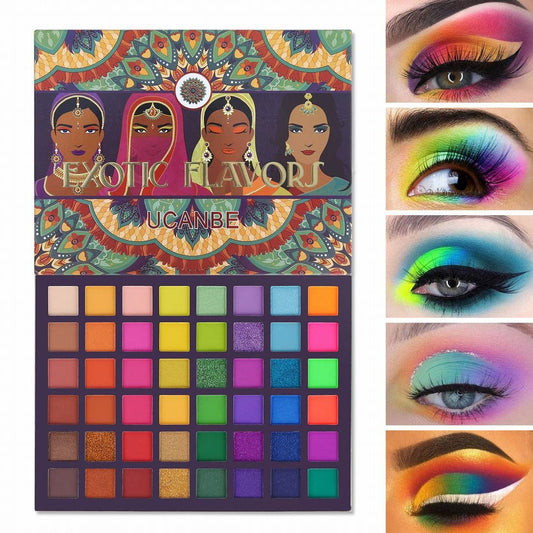 UCANBE Toffee Fusion Nude Eyeshadow Palette, 48 Neutral Shades Naked Eye Shadow Makeup Pallet, High Pigmented Matte Glitter Shimmer Make Up Kit for Women Girls